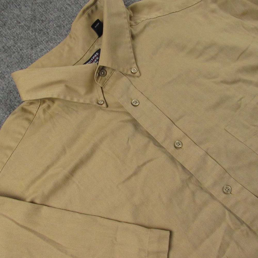 Roundtree & Yorke Shirt Mens 3XT Tan Button Up Short Sleeve Herringbone Pocket